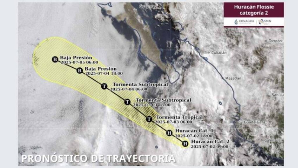 Flossie se debilita: huracán baja a categoría 2 y se aleja de México