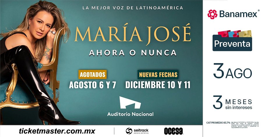 María José anuncia dos fechas más en el máximo escenario de Reforma