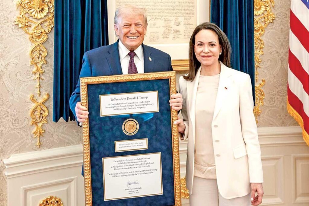 Machado regala a Trump su medalla del Nobel de la Paz