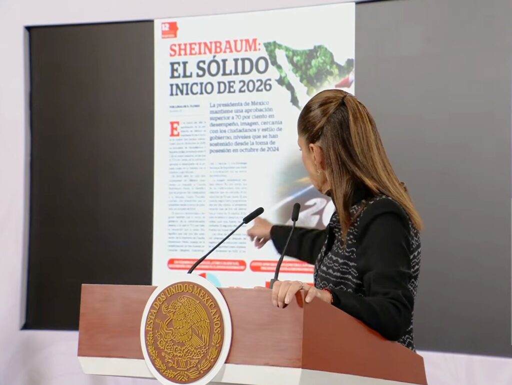 Sheinbaum inicia 2026 con 77.5% de aprobación, según encuesta de Reporte Índigo