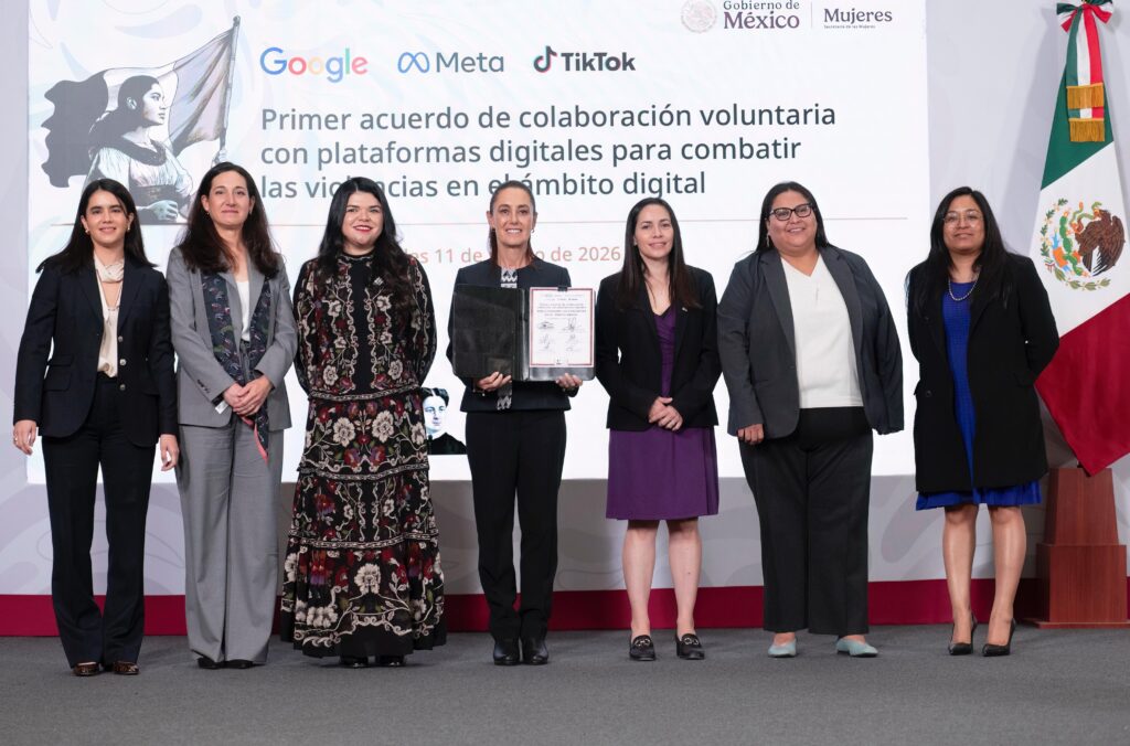 Gobierno de México firma acuerdo de colaboración voluntaria con Google, Meta y Tiktok para combatir violencia digital contra las mujeres