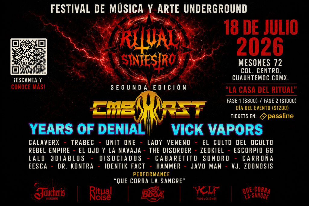 Ritual Siniestro traslada su segunda edición a Mesones 72 con bandas añadidas al cartel
