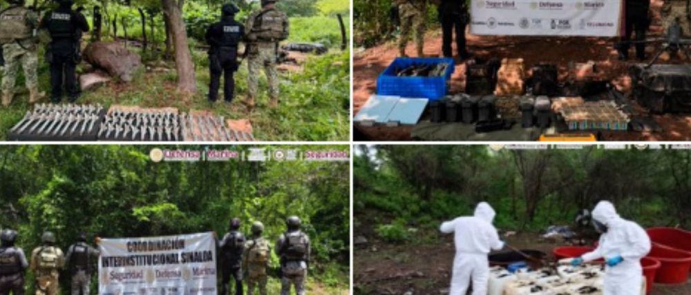 Aseguran armamento, explosivos y narcolaboratorio en tres municipios de Sinaloa