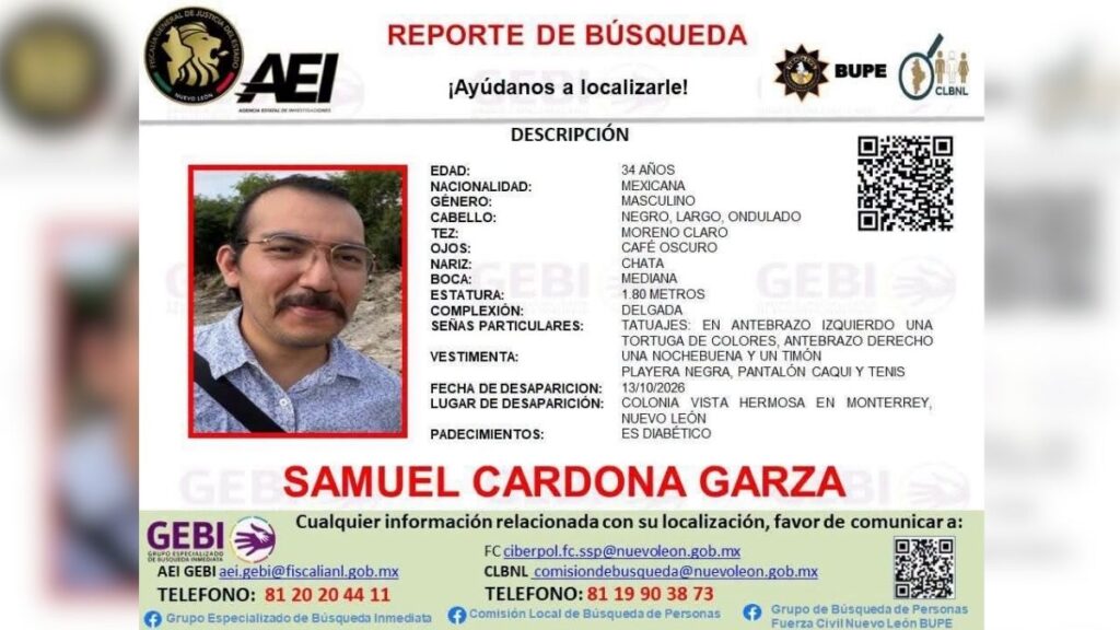 Buscan a Samuel Cardona Garza, activista ambiental desaparecido en Nuevo León