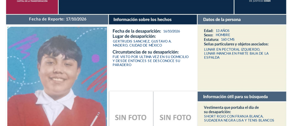 Buscan a Isaac, niño de 13 años desaparecido en la GAM; habría sido enganchado mediante un videojuego
