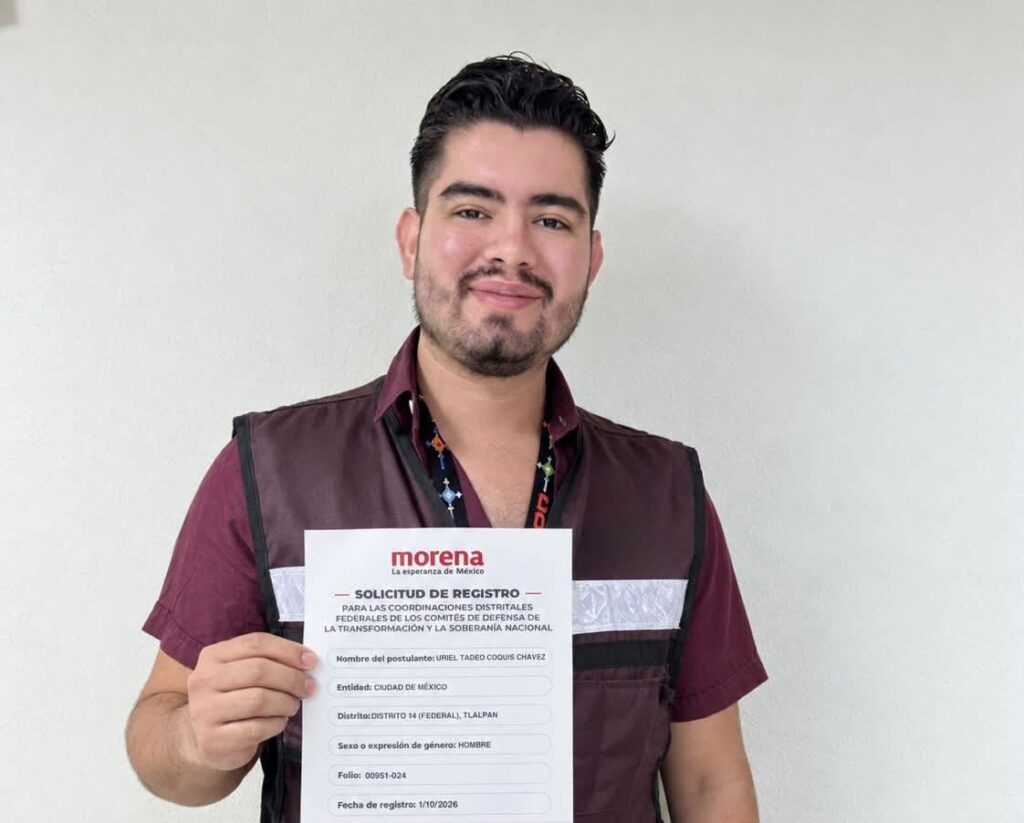 Uriel Coquis se registra en Tlalpan